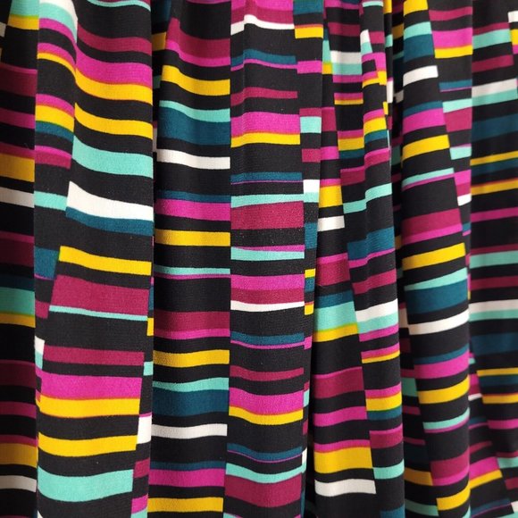 Worthington Womens Short Sleeve Pleated Striped Multi-Colored Blouse Size M - Picture 3 of 7